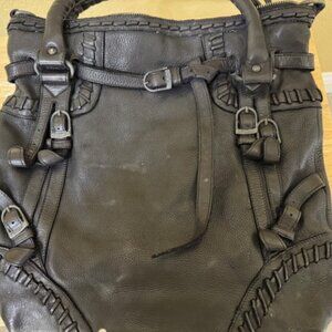 Black Leather Viola Castellani Shoulder Bag